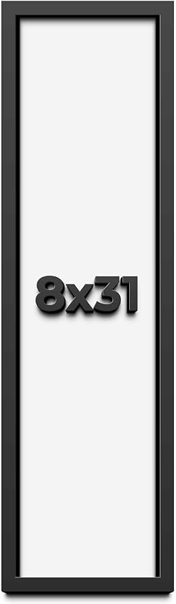 8x31 Shadow Box Frame Black | 1 Inch Deep Solid Wood Shadowbox Display Frame |