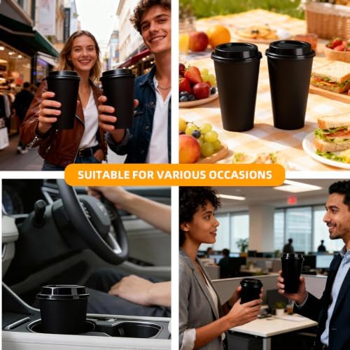 Plastic Reusable Coffee Cups with Lids, 15 Pack