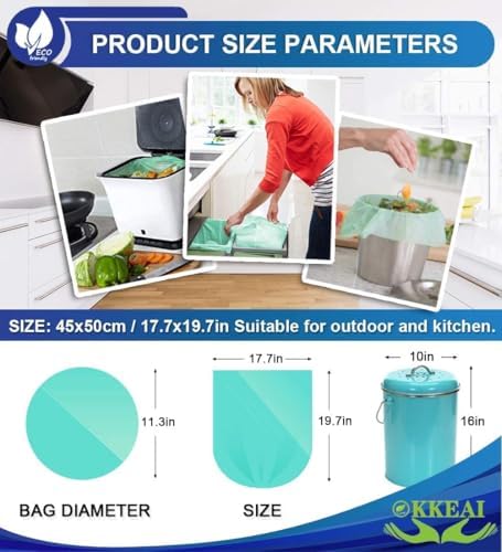 OKKEAI Small Trash Bags 3 Gallon, Light Green Wastebasket Liners, 120 Count