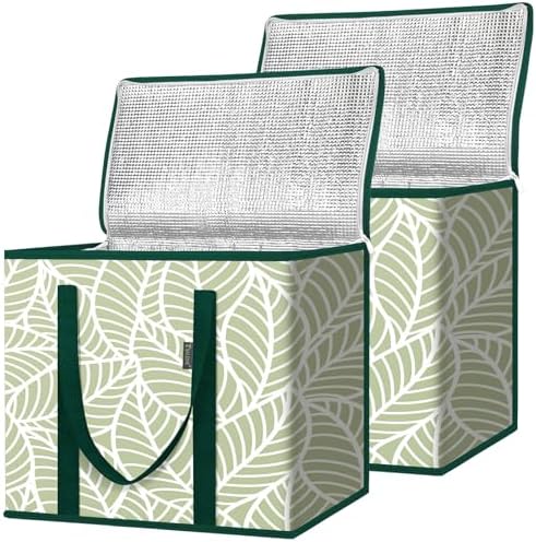 BALEINE Insulated Reusable Grocery Bags with Zippered Top, Large Cooler Bag