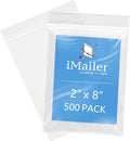 iMailer - 2" x 8" 500 Pack- 2 Mil Resealable Zip Bags- Small Clear Plastic Bags for Storage, Organizing, Crafts, Snacks, Jewelry, Hardware