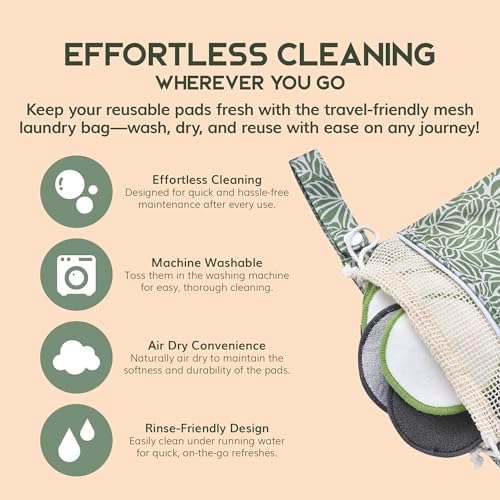 GREENZLA Reusable Makeup Remover Pads |12 Pack | Travel Set