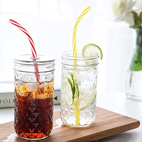 JANYUN 30 Pcs Reusable Plastic Straws, Colorful Printing Hard Plastic Straw