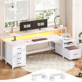 SEDETA 75'' Large Home Office Desk with 5 Drawer, Power Outlet, File Drawer