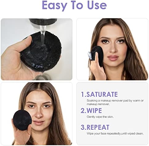 SUNLAND Reusable Makeup Remover Pads for Face,Eyes,Lips 6 Pack Black