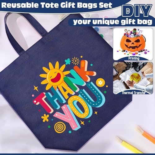 Windyun Reusable Grocery Bags Large Non Woven Shopping Bags with Handles Foldable Portable Tote, 16x6x12 Inch