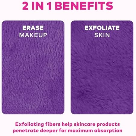 The Original MakeUp Eraser 7-Day Set, Erase All Makeup With Just Water, Including Waterproof Mascara, Eyeliner, Foundation, Lipstick, Sunscreen, and More! Queen Purple, 7ct.