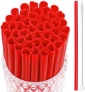 JANYUN 30 Pcs Red Heart Shaped Straws, Reusable Valentines Plastic Straw