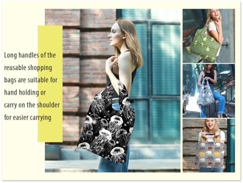 BeeGreen Turtle Reusable Grocery Bags Frog Elephant Flamingo Jellyfish Shopping Bags Bulk 50LBS X-Large Heavy Duty 6 Pieces