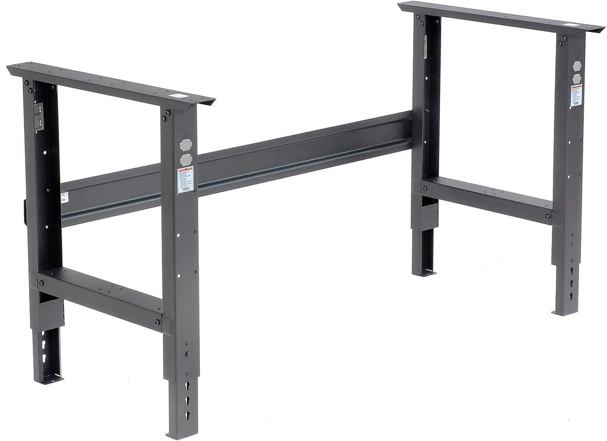 Global Industrial Adjustable Height Workbench C-Channel Leg, 60" W x 30" D, 1-3/4" 12-Gauge Steel Top with Square Edge, 2000 Lbs. Capacity, Black, Industrial Workbench