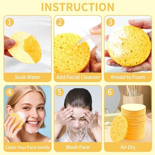 100-Count Compressed Facial Sponges, Yellow