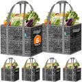 Fab totes Reusable Grocery Bags, Large Foldable Shopping Tote Bags with Reinforced Handles & Hard Bottom,6 Pack, Black