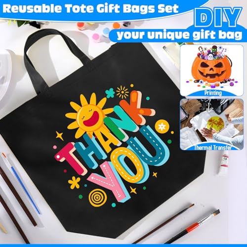 Windyun Reusable Grocery Bags Large Non Woven Shopping Bags with Handles Foldable Portable Tote, 16x6x12 Inch