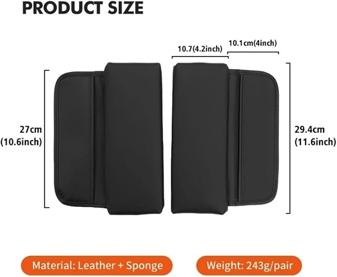 Car Center Console Armrest Cushion, Leather Armrest Box Pad, Split Pad Compatible with Genesis Coupe G70 G80 G90 GV60 GV70 GV80 EV BH GV90, Car Interior Accessories(Black)