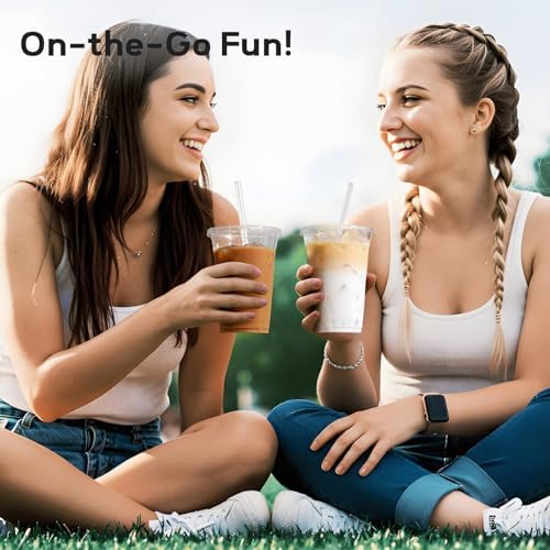 AOZITA 20 oz Plastic Cups with Lids and Straws, 25 Pack, Disposable Iced Coffee Cups with Lids, Clear Cups with Lids for Cold Drinks, Iced Tea, Milkshakes, Smoothies - Durable & BPA Free