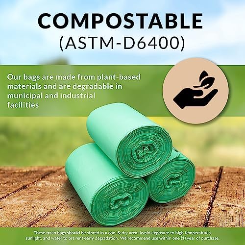 Reli. Compost Bags 2.6 Gallon (150 Count) | ASTM D6400 Certified