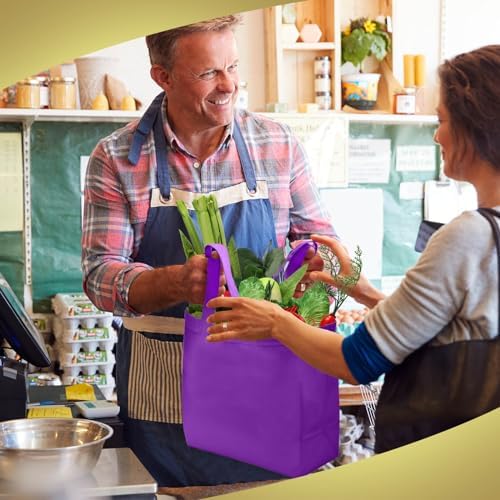 Reginary 100 PCS Non Woven Tote Bags Bulk,Purple
