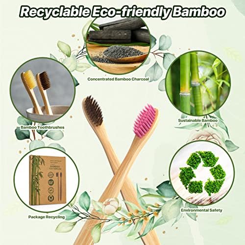 Premium Bamboo Kids Toothbrushes - 10 Color Value Pack, BPA Free Ultra Soft Bristles, Eco-Friendly Biodegradable Compostable Manual Toothbrush for Toddlers and Young Children