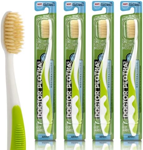 MOUTHWATCHERS Soft Flossing Manual Toothbrush, Adults, 4-Pack, Green