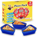 PIZZA PACK The Perfect Reusable Pizza Storage Container with 5 Microwavable Serving Trays - BPA-Free Adjustable Pizza Slice Container to Organize & Save Space, 3 Pack, Blue