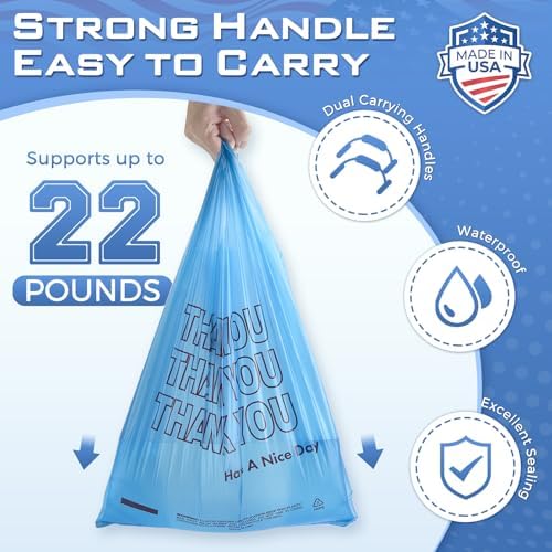 Fuxury 5000 (5K) Count Blue Plastic Thank You Shopping T-shirt Bags