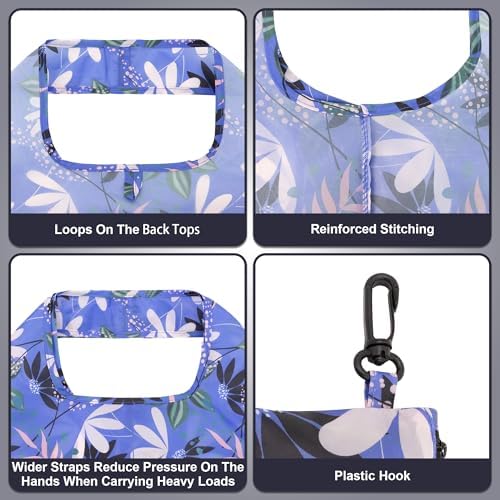 HOLYLUCK Reusable Grocery Bags,Heavy Duty Foldable Shopping Tote Bag (Standard, Tropical floral)