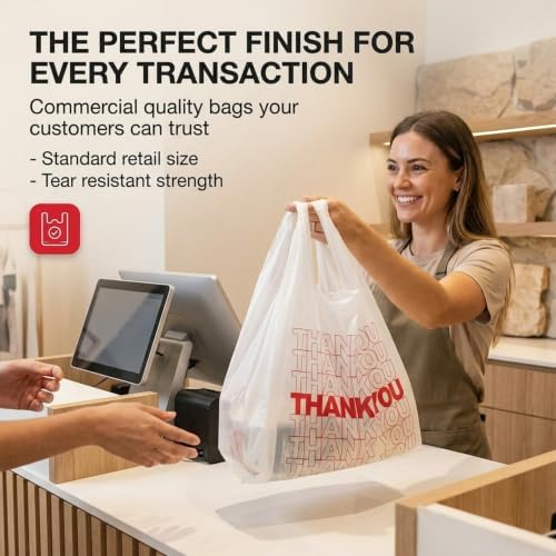 TashiBox 100 Ct Plastic bags, Shopping Bags, Thank You Bags