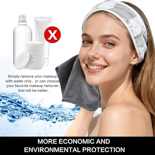 SINLAND Microfiber Facial Cloths Fast Drying Washcloth 8inch x 8inch Absorbent Face Wash Cloth Soft Makeup Remover Cloths