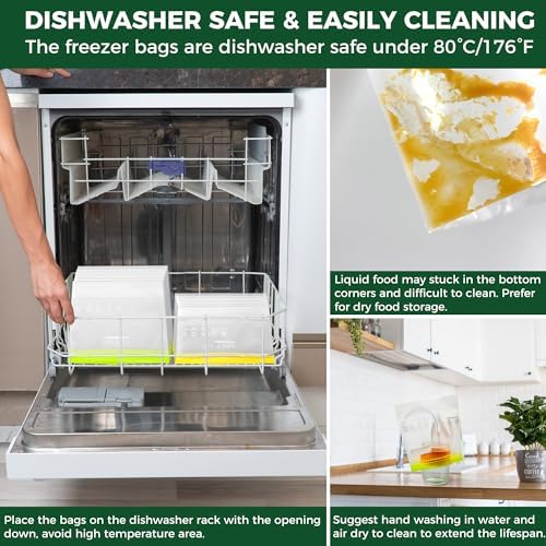SPLF 12 Pack Reusable Sandwich Bags Dishwasher Microwave Safe