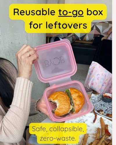 BYOB Collapsible Silicone Food Containers with Attached Lids – Reusable To-Go & Leftover Containers, Platinum Silicone, Leak-Resistant – 4 Pack (White)