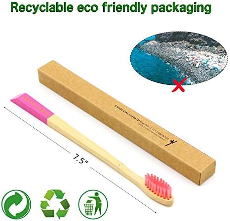 Virgin Forest Bamboo Toothbrushes 6pk, Charcoal Bristles BPA Free