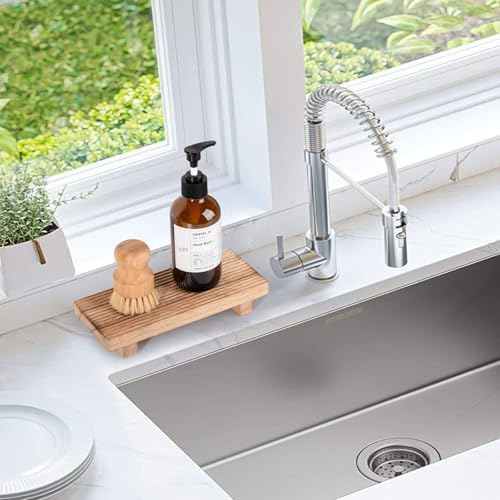 Bathroom Tray Farmhouse Decor Kitchen Soap Holder, 8.7"*3.6" Brown