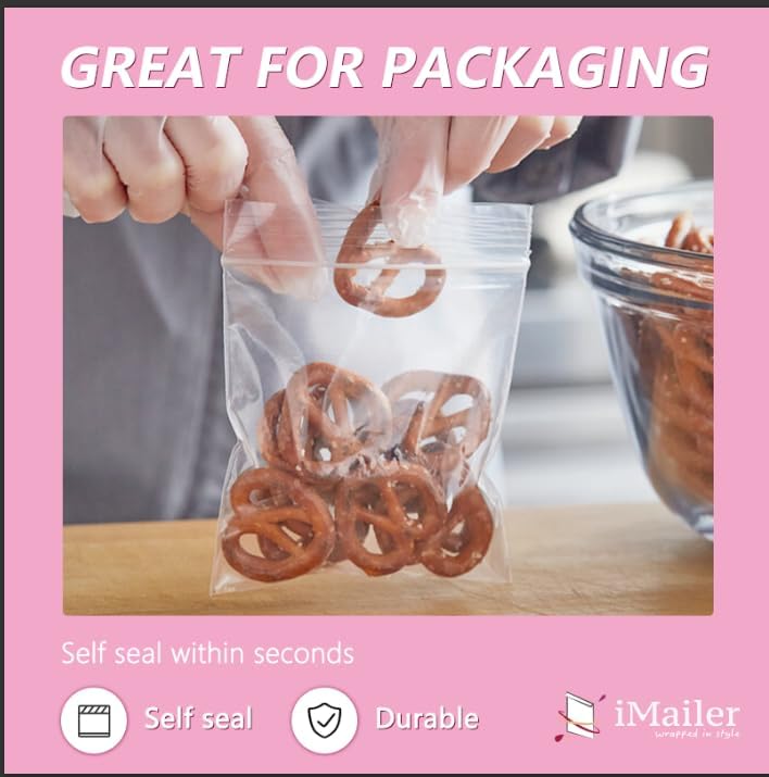 iMailer - 100 Pcs- 12" x 18" Reclosable Plastic Zip Poly Bags 2 Mil - Clear Zip Bag for Clothing, T-Shirts, Pants