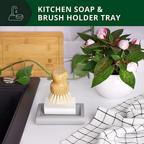 ROYAL CRAFT WOOD Bamboo Soap Dish - Self Draining Soap Holder for Bathroom, Shower, Kitchen Sink | Natural Non-Toxic Soap Tray (Gray) - 1 Pcs
