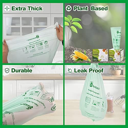 OrangeBio 3 Gallon Compostable Trash Bags, 100 Count, BPI Certified