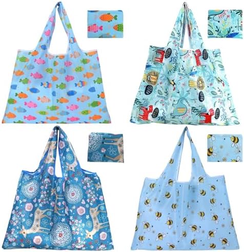 ZooviHyvi Extra Large 50lbs Foldable Reusable Shopping Bags kitchen reusable grocery bags Washable Polyester Bags in Pocket