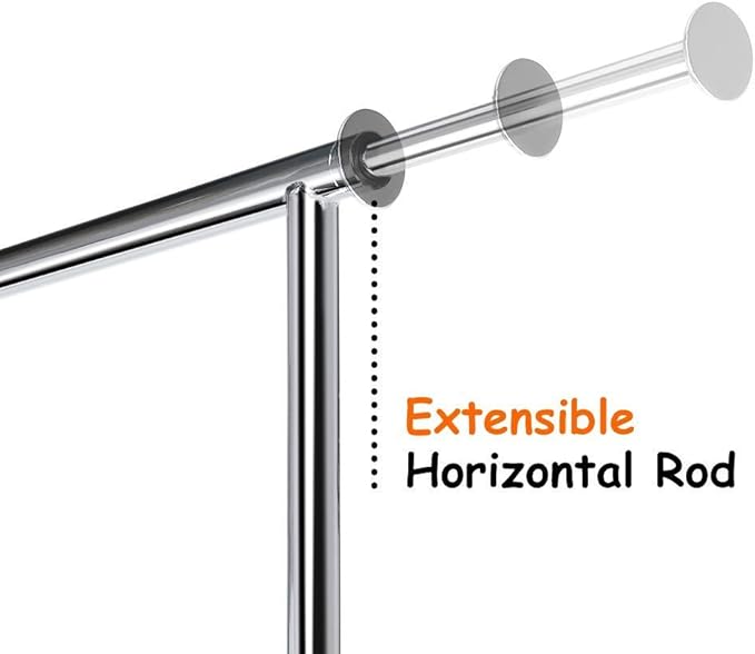 HOKEEPER Clothes Rack with Lockable Wheels Height Adjustable Clothing Rack