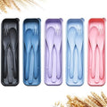 Reusable Travel Utensils Set with Case Wheat Straw Fork Spoon Knife Cutlery