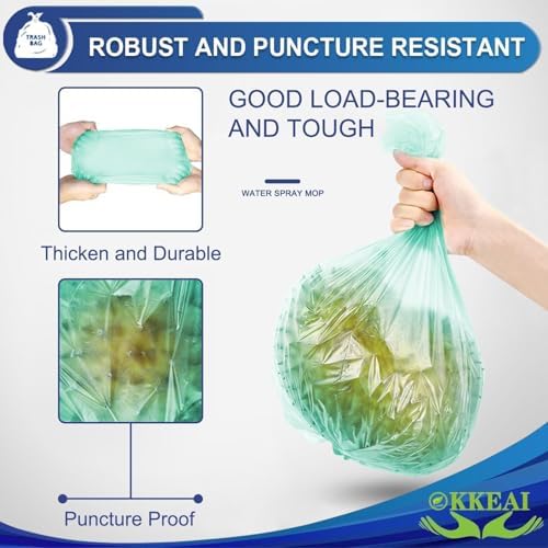 OKKEAI Small Trash Bags 3 Gallon, Light Green Wastebasket Liners, 120 Count