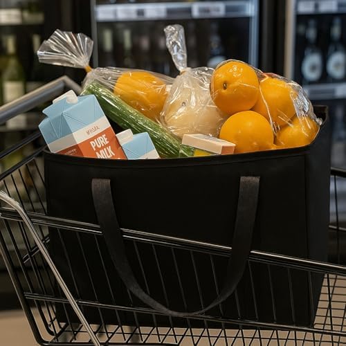 2-Pack, XL-Large Insulated Grocery Shopping Bags, Black, Reusable Bag