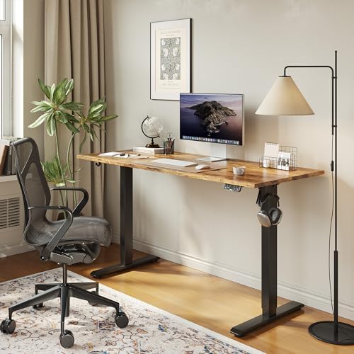 Agilestic 63*24 Inch Height Adjustable Electric Standing Desk, Rustic Brown