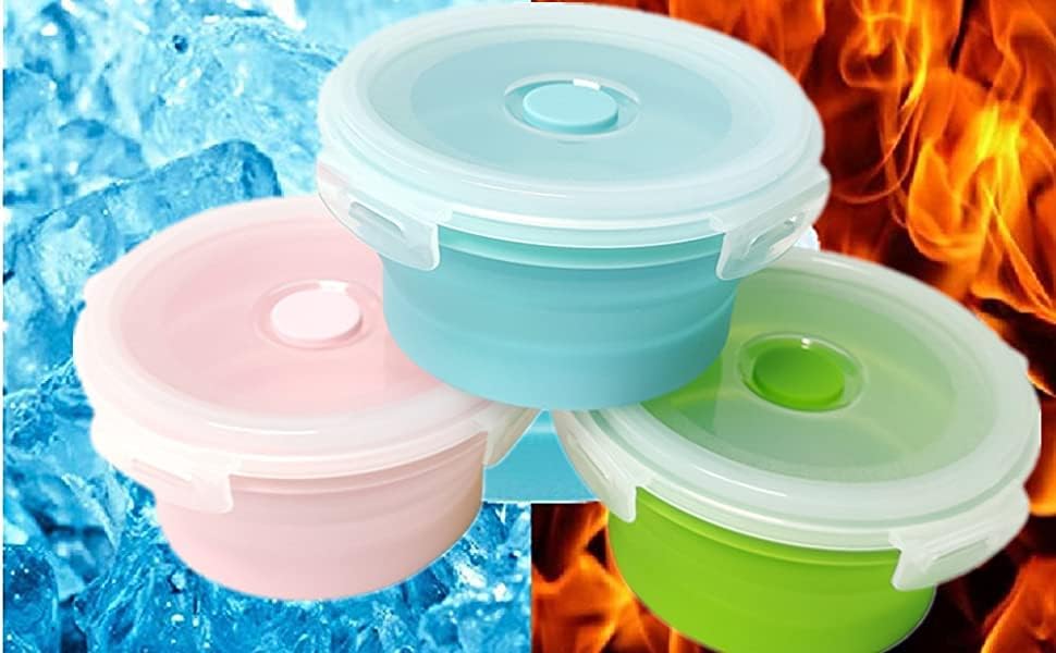 Collapsible Containers with Lid 17OZ Foldable Bowl 500ml