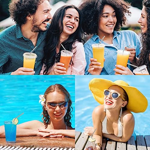 Besteek Home 6 Pcs Reusable Stainless Steel Metal Straws & Cleaning Brush
