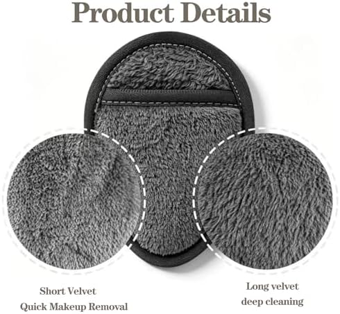 12 Pack Reusable Makeup Remover Pads Microfiber Facial Cleansing Cloths Soft Gentle Makeup Remover Towels for Face Eye Lips All Skin Types with Laundry Bag, 5.1×3.93 Inch, Grey