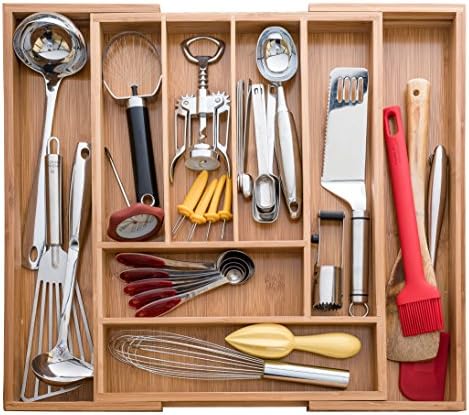 Bellemain Bamboo Kitchen Drawer Organizer, Expandable 8-Slot Tray