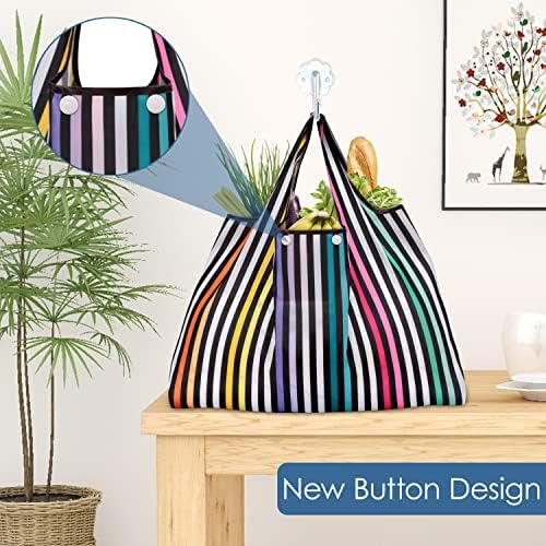 KINGMAS Reusable Grocery Bags, Eco-Friendly Folding Tote Shopping Bag fits in Pocket, Washable Waterproof Nylon Pouch Bags