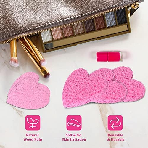 120-Count Kickleen Compressed Cellulose Heart Shape Facial Sponges,Pink