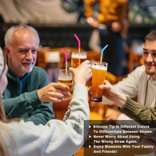 Newly Upgraded 8.5In Reusable Stainless Steel Straws Set 6 PCS with12 Silicone Accessories, 2 Straw Brush, 1 Storage Case, BPA Free, Eco-Friendly Metal Straws for 14, 20, 30,40 oz Tumbler