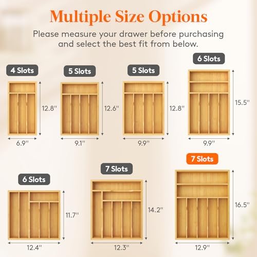 Lifewit Bamboo Silverware Tray for Drawer, 12.9 x 16.5