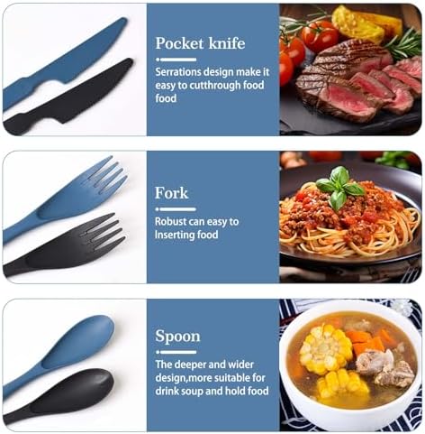 2 Sets Reusable Utensils Set with Case, Portable Travel Cutlery